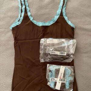 BEAUTIFUL Vintage Cosabella Intimates 3 Pieces Set Brown Turquoise NWT